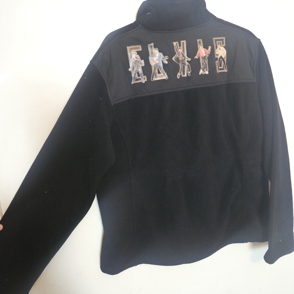 Vintage Elvis Presley Fleece Jacket Full Zip Black Embroidered